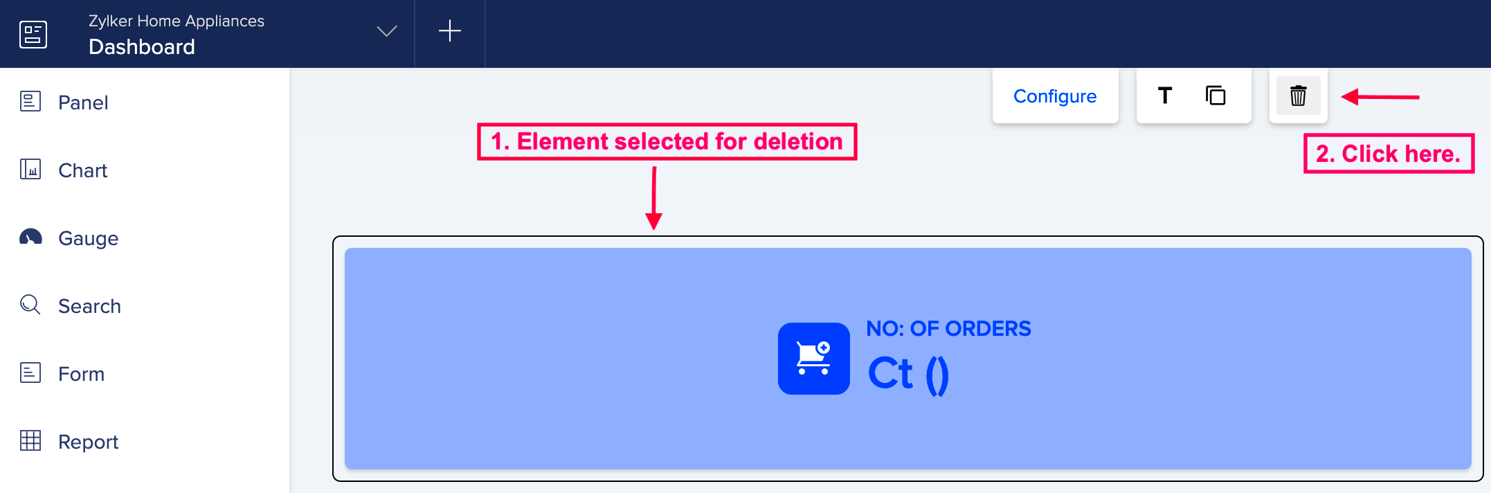 Delete an Element from a Page  Zoho Creator Help