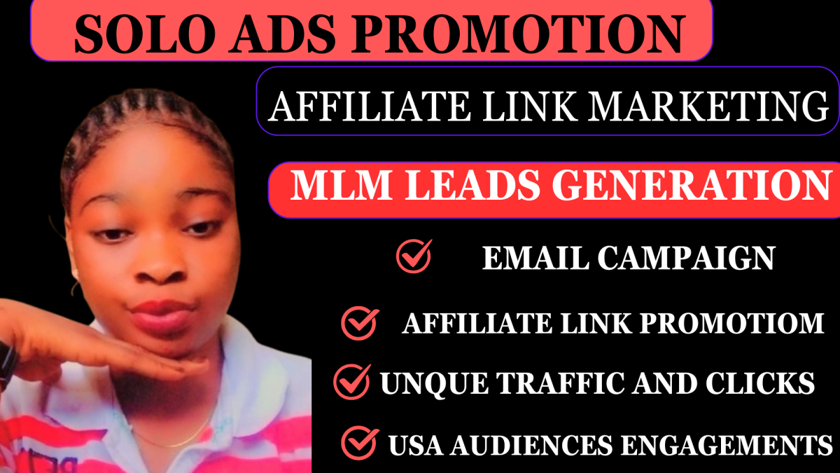 I will usa solo ads affiliate link promotion, forex MLM lead any link promotion