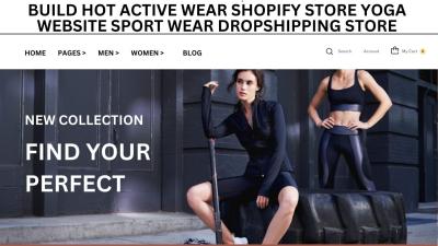 I will build hot active wear shopify store yoga website sport wear dropshipping store