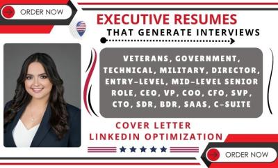 I will write a CEO executive resume, director, cover letter and linkedin profile