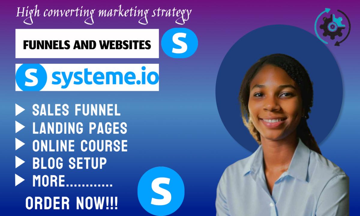 I will create gohighlevel clickfunnels systeme io thrivecart click kajabi sales funnel