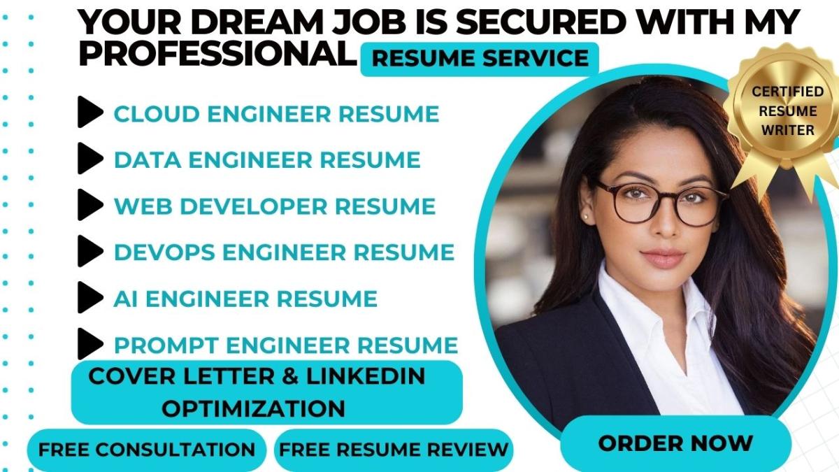 I will write cloud engineer, data engineer, web developer, devops engineer, tech resume