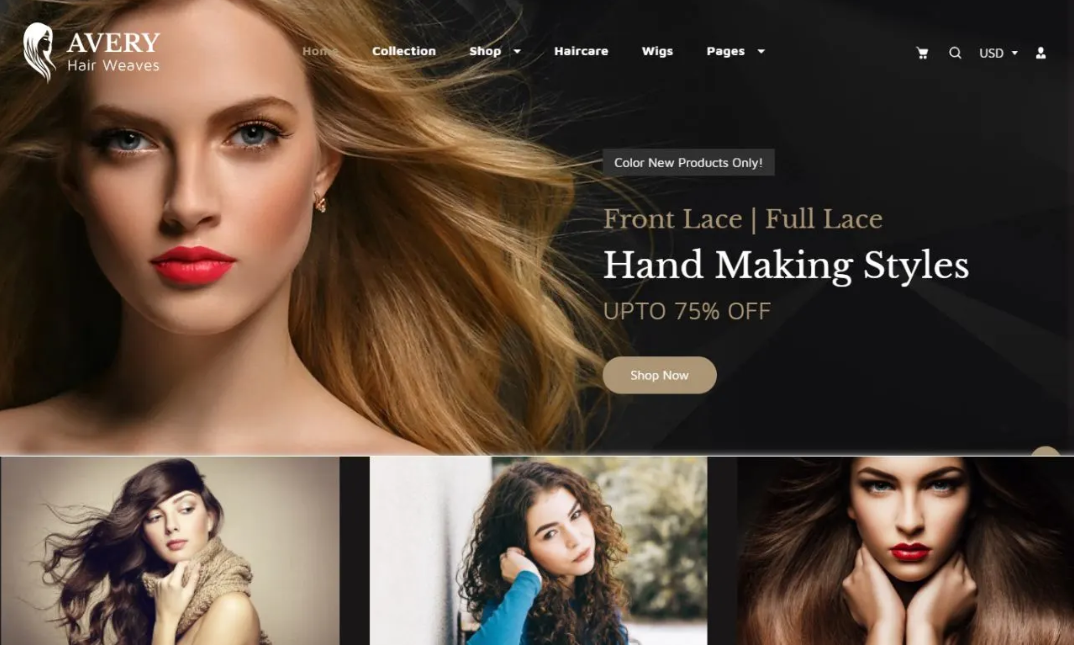 I will build modern hair extension website hair product website hair shop shopify store