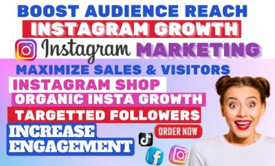 I will do fast organic instagram growth instagram shop instagram marketing, tiktok shop