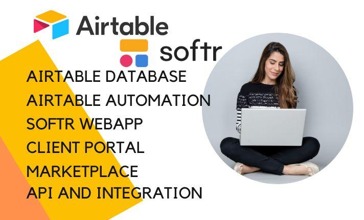 I will set up airtable automation, softr airtable, softr webapp, airtable database