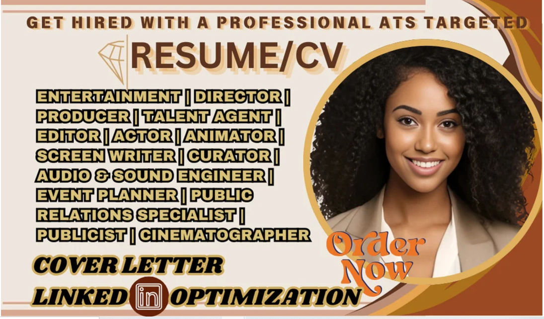 I will write an entertainment, producer, director, talent agent, screen writer resume