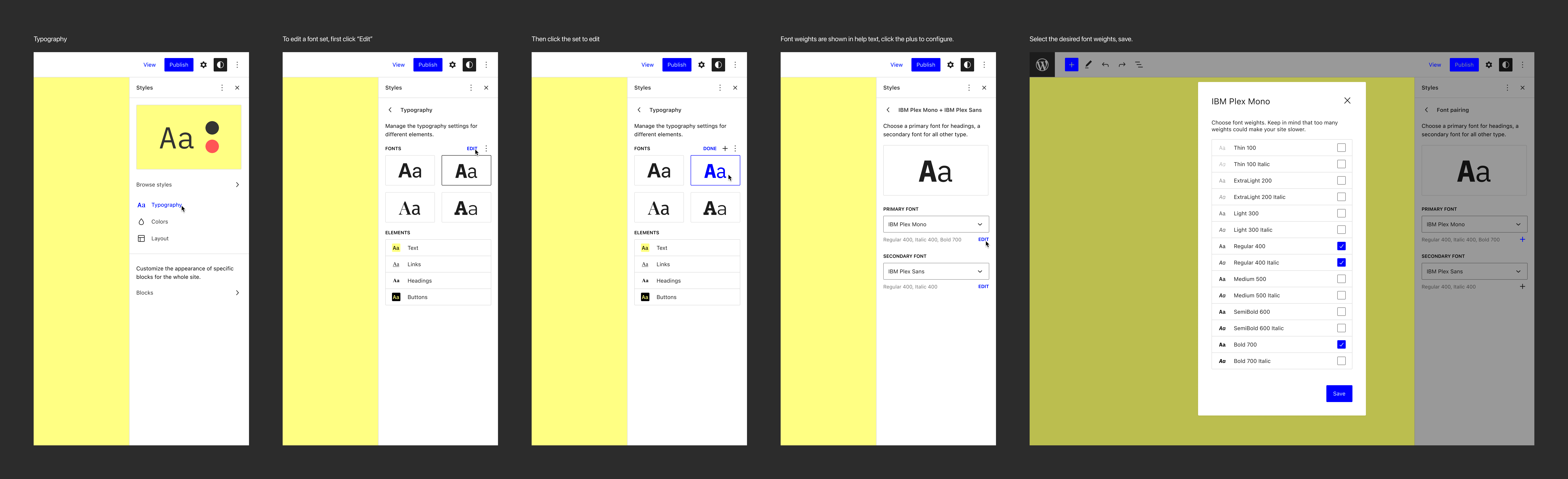 Global StylesTypography Managing font sets Issue 45271 WordPress 