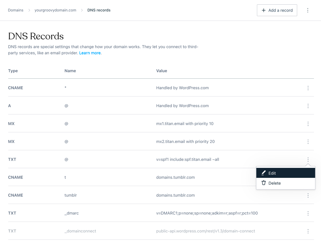 Manage Your DNS Records  WordPresscom Support