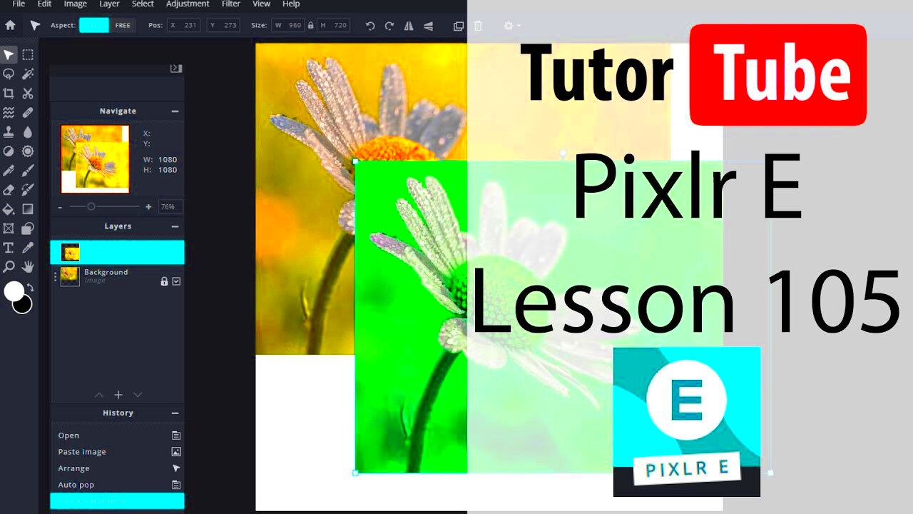 Pixlr E Tutorial  Lesson 105  Copy and Paste from one Tab to another 