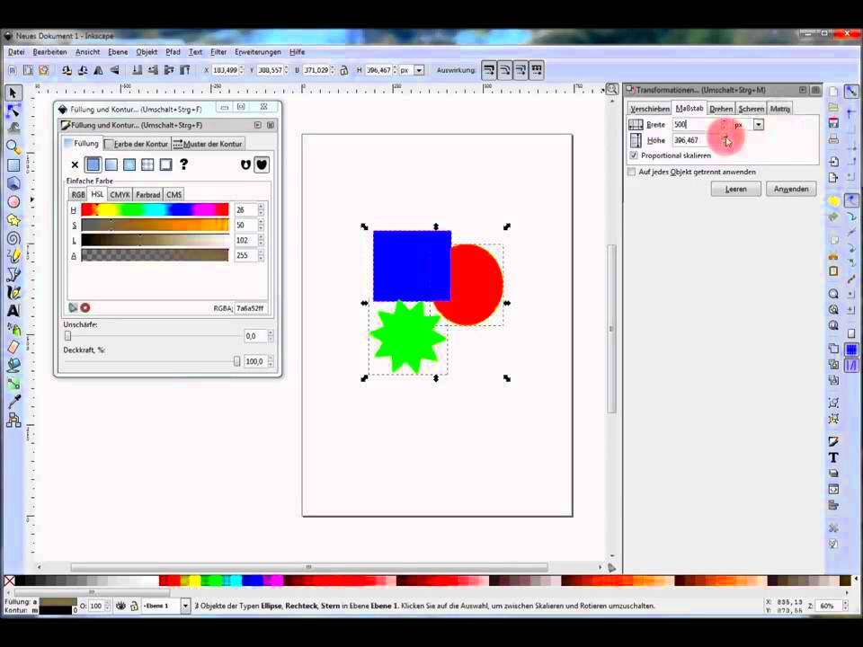 InkscapeTutorial Objekte proportional skalieren  YouTube