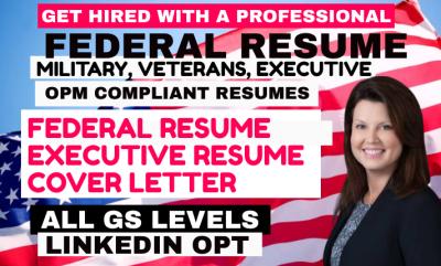 I Will Do Federal Resume Writing for USAJOBS, Executive Resume, ECQ, ATS Resume Writing