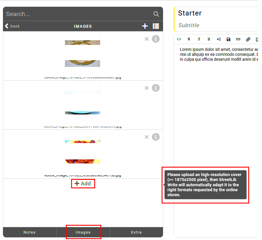 How to add and manage images in my ePub  StreetLib Help Center