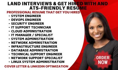 I Will Write System Engineer, Infrastructure Engineer, Network Administrator, IT Resume