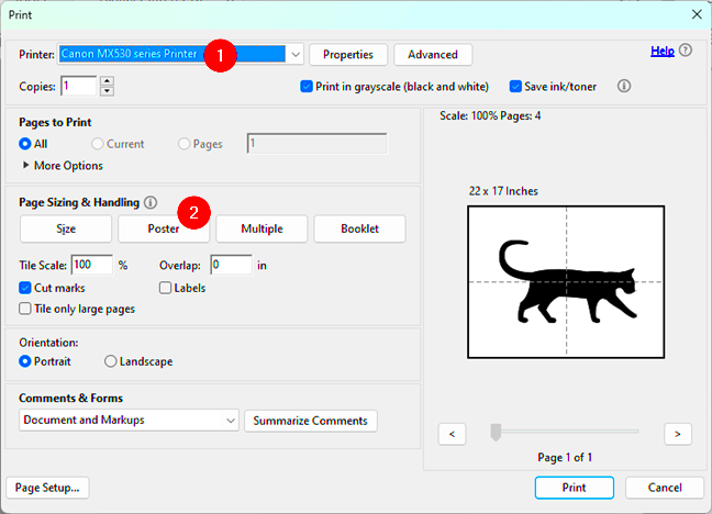 How to print an image or poster on multiple pages  Digital Citizen