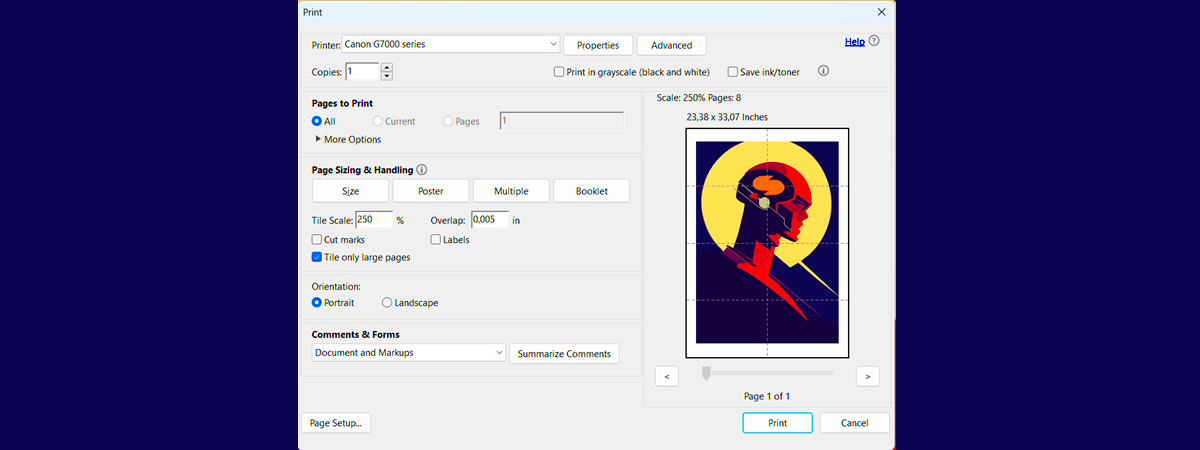 How to print an image or poster on multiple pages  Digital Citizen