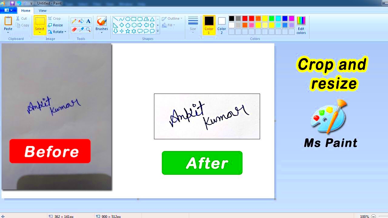 How to resize and crop in Ms Paint Edit Picture in Ms Paint  YouTube