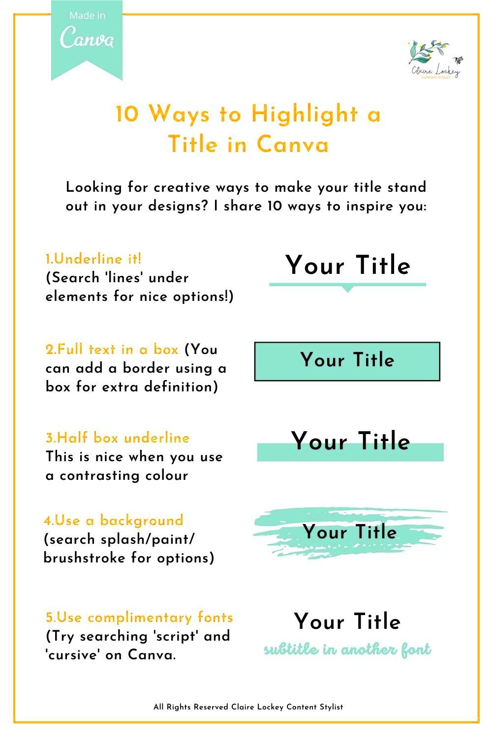 This time I share 10 ways to highlight your titles in Canva Designs 