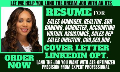 I Will Craft a Professional Resume for Sales, Sales Executive, Sales Manager, Finance, Marketing, and SDR Positions