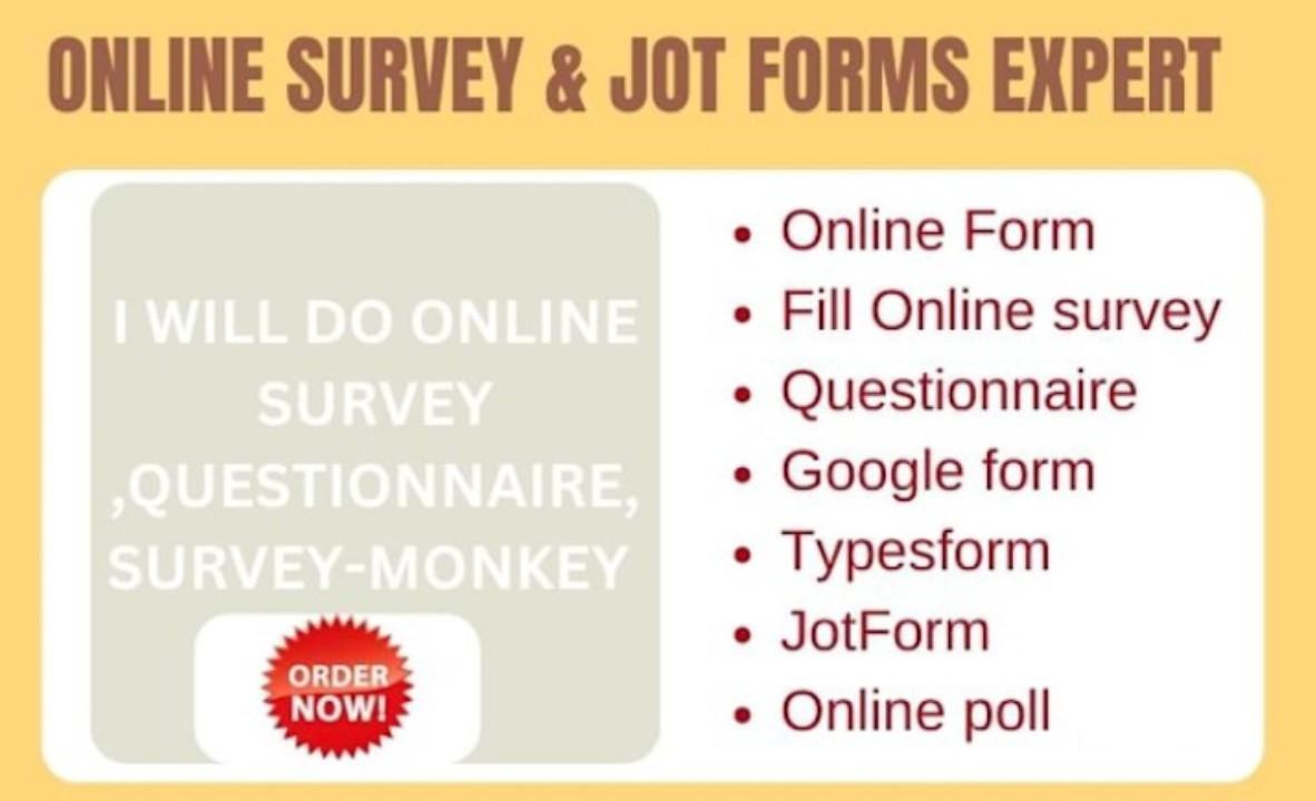 I Will Do Online Survey, Questionnaire, Survey Forms, Jot Forms