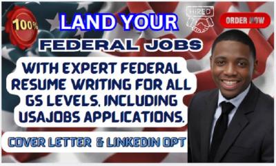 I Will Write USAJobs Resume, Federal Resume, Executive Resume, and Military Resume