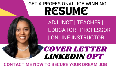 I Will Write an Impressive Resume for Adjunct, Professor, Lecturer, Administrator Education, and Instructor Roles