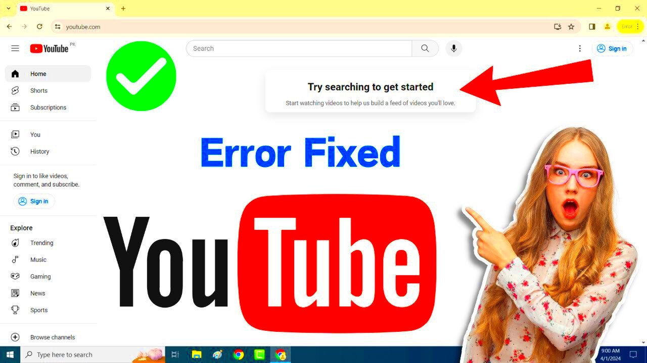 Try Searching To Get Started Problem On YouTube  How To Fix Try 