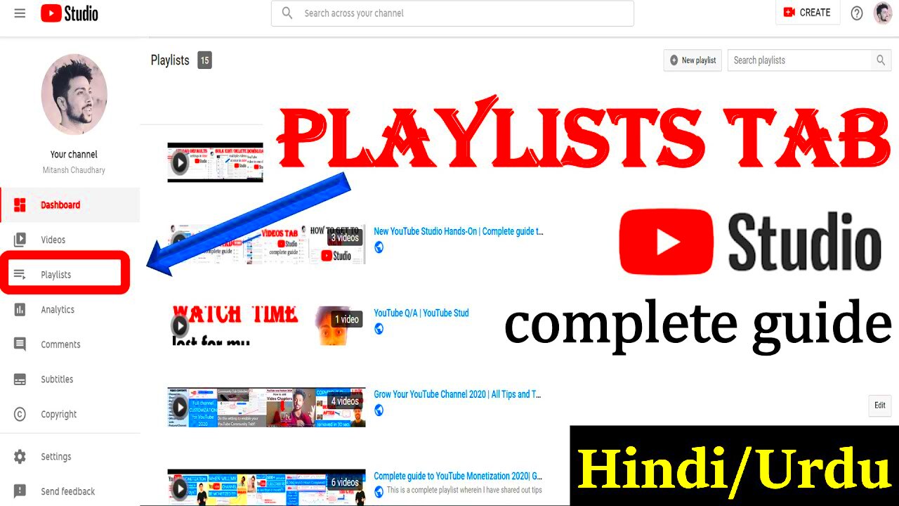 Complete overview of Playlists tab in new YouTube Studio 2020 