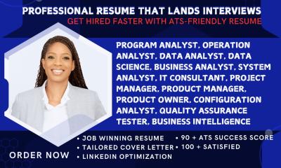 I Will Write a Program Analyst, Operation Analyst, Business, or Data Analyst Resume