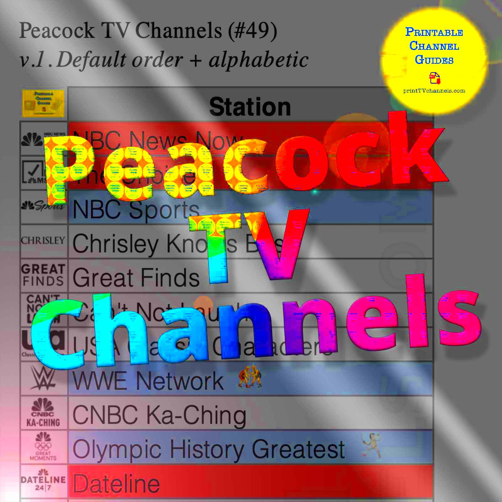 Peacock TV Channels List  Printable TV Channel Guides