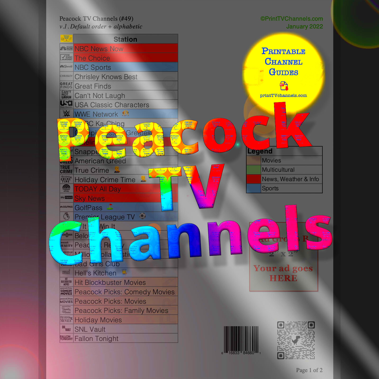 Peacock TV Channels List  Printable TV Channel Guides