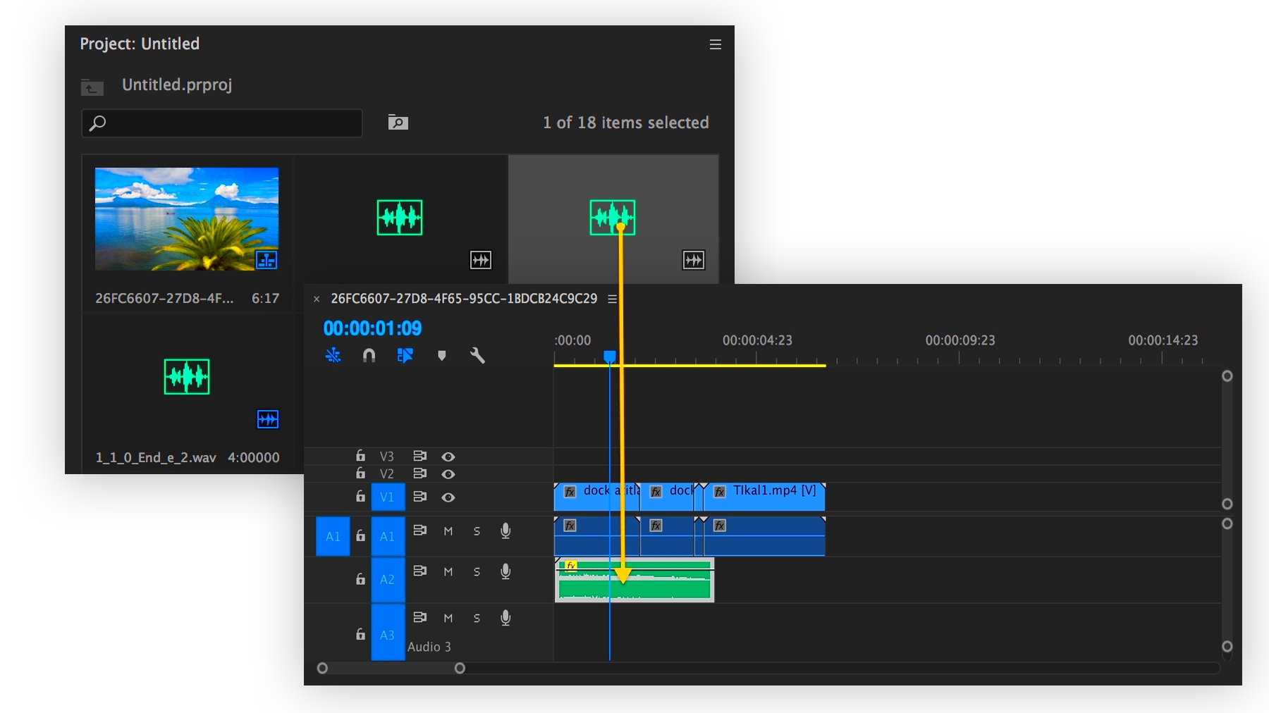 Add audio and music to a video project