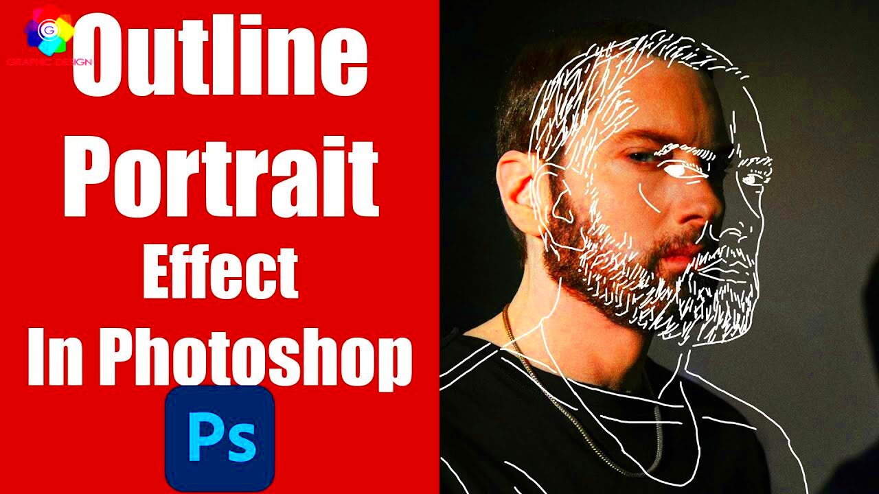 How To Create Outline Portrait Effect In Photoshop  Doodle Effect 