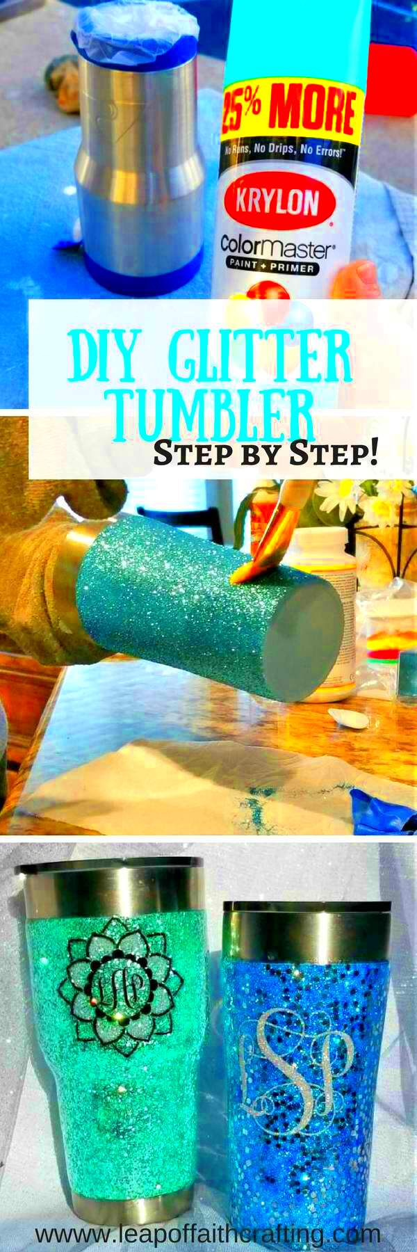 Glitter Tumbler DIY Tutorial of the Entire Process from Start to Finish 