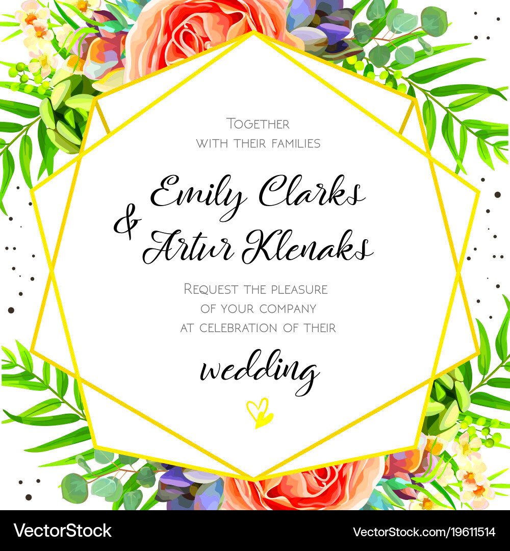 Wedding invitation floral invite card design Vector Image