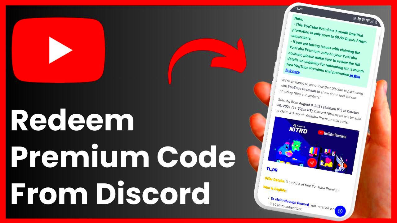 How To Redeem Youtube Premium Code From Discord   YouTube