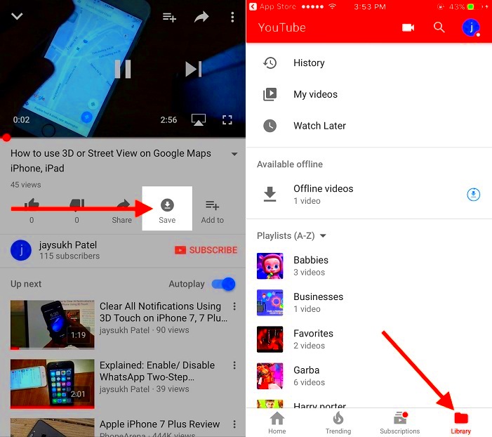 Download YouTube video for offline play in iPhone iPad