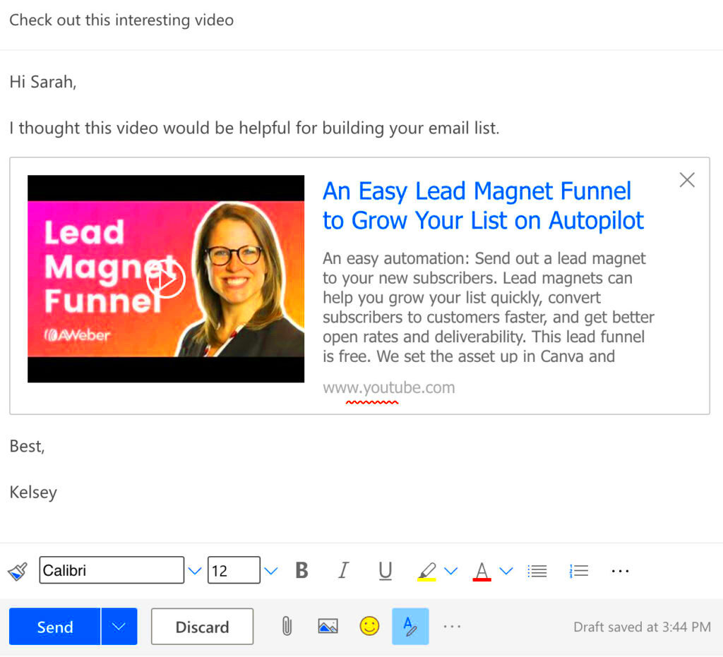 How to embed a YouTube video in an email stepbystep guide  AWeber