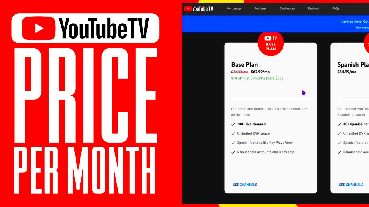 How Much YouTube TV Cost 2024 Price Per Month Explained  YouTube