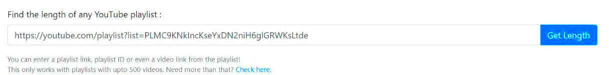 YouTube Playlist Time Length Calculator  How Long is my Playlist