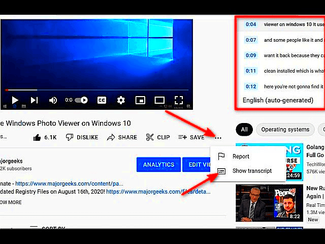 How to Get Transcript to YouTube Video New