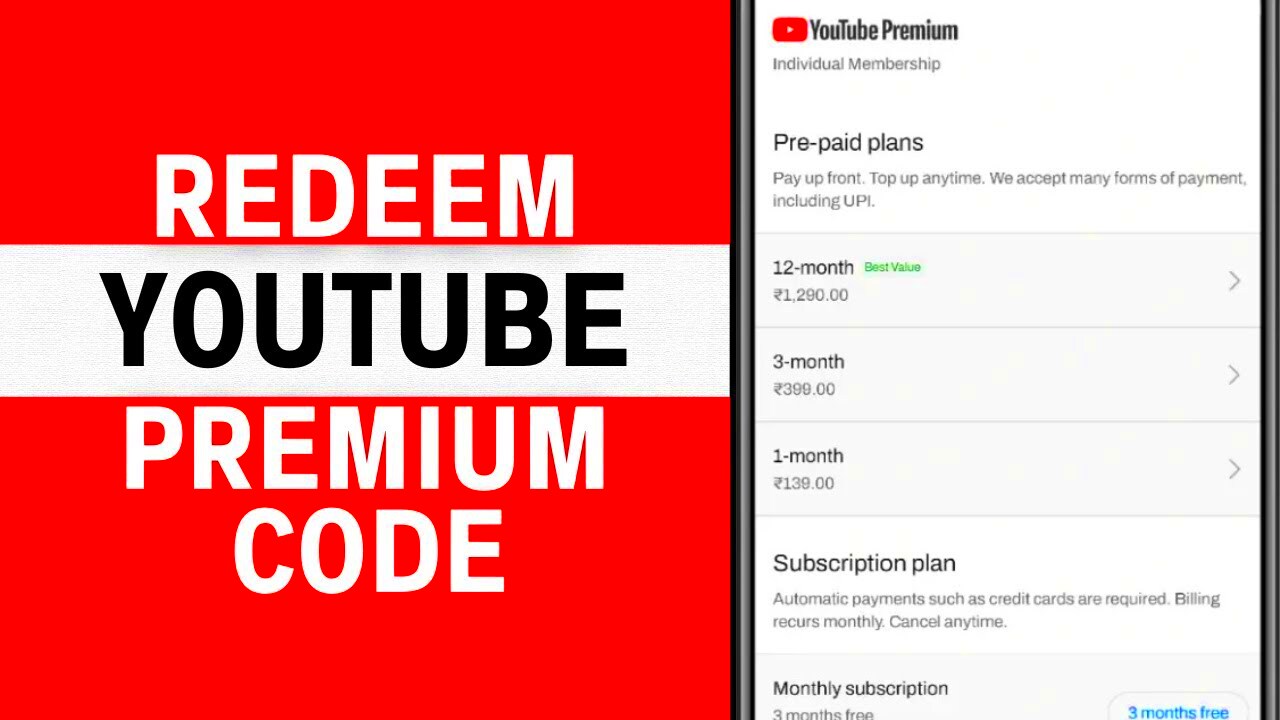 How to Redeem Youtube Premium Code  Latest Guide  YouTube