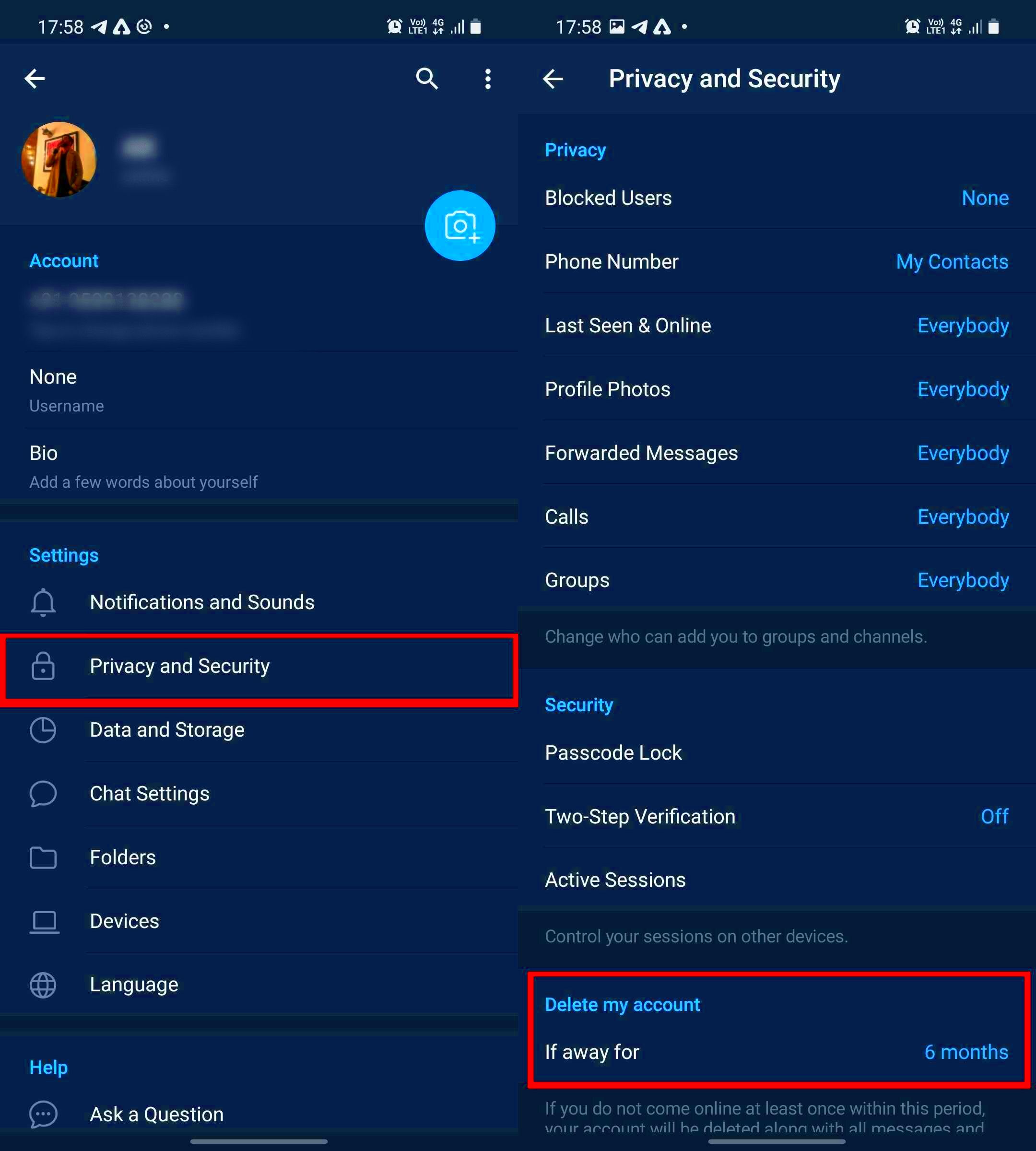 How to delete Telegram account or messages and group chats