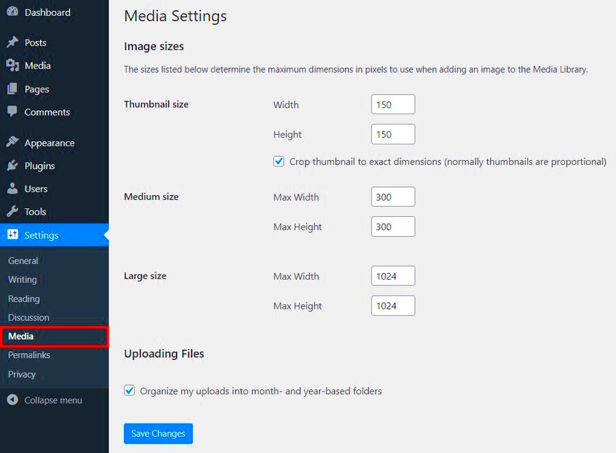 How to easily change the WordPress featured image size