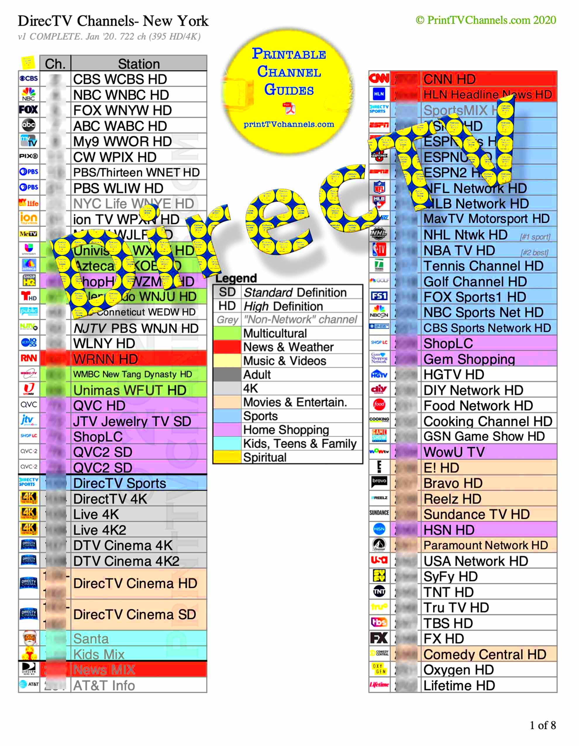 DirecTV Satellite Channels  New York  Complete Version