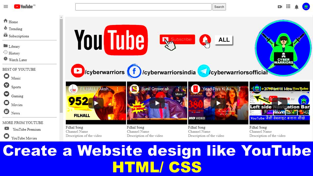 How to create a website like YouTubevideo sharing scriptHTML tutorial 