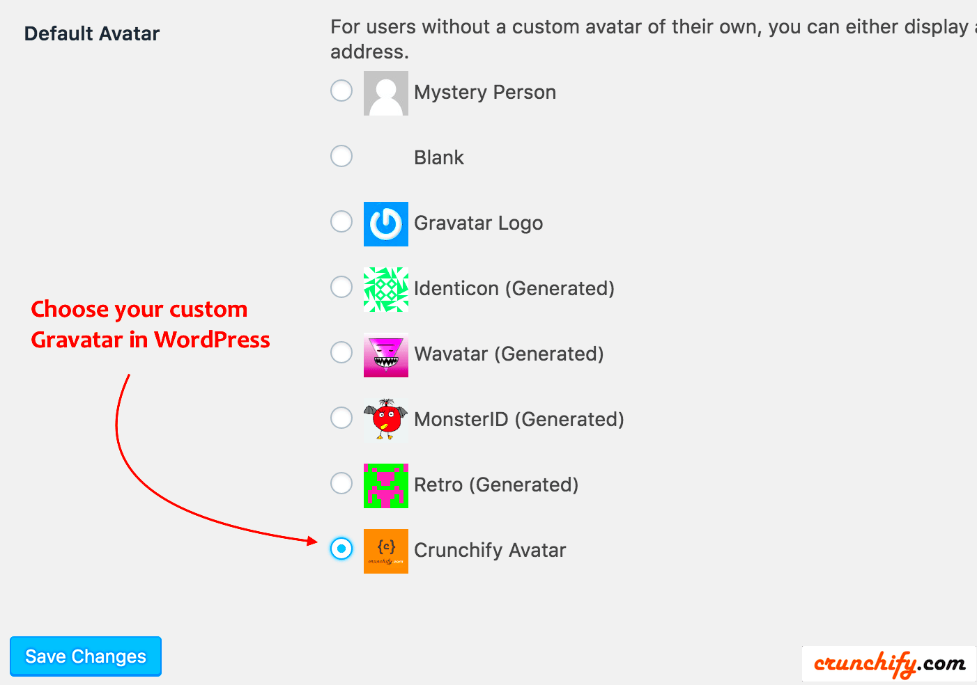 How to Change Default Avatar  Gravatar in WordPress  Crunchify