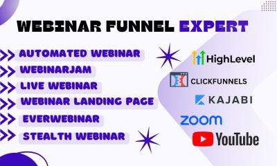 I Will Design a Webinar Funnel, Integration, WebinarJam, EverWebinar, ClickFunnels Page