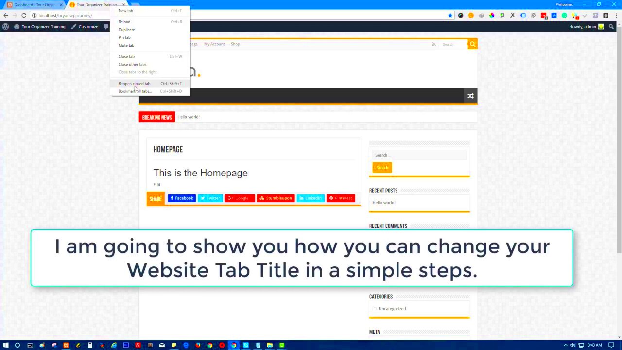 How To Update or Change Website Tab Title in WordPress 481  YouTube