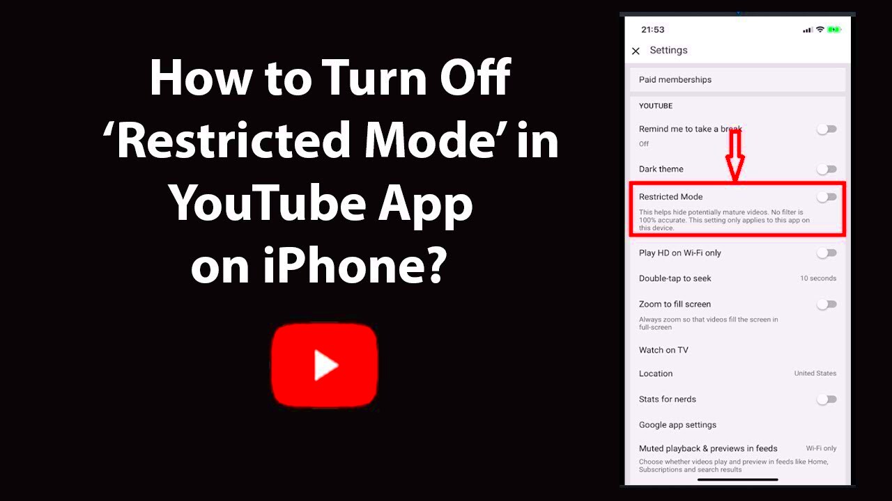 How to Turn Off Restricted Mode in YouTube App on iPhone  YouTube