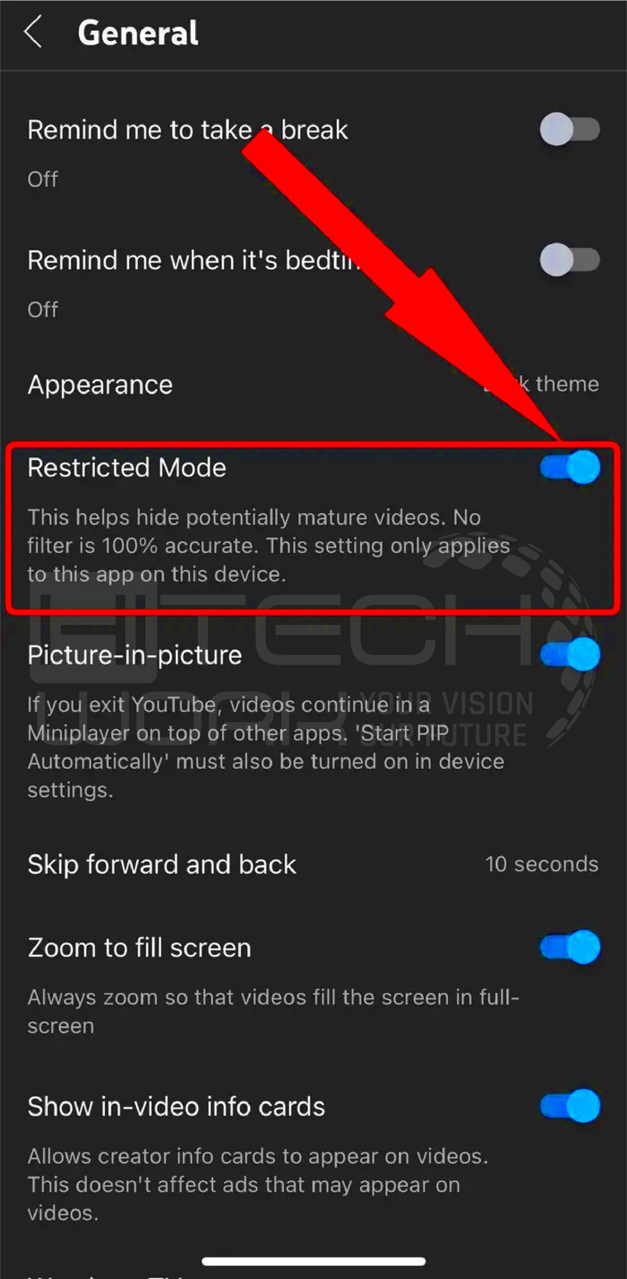 How to Turn off Restricted Mode on YouTube iPhone